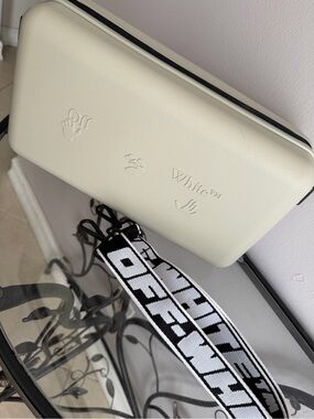 Amore Pacific x Off-White Cream Crossbody Bag with Black-and-White Branded Strap